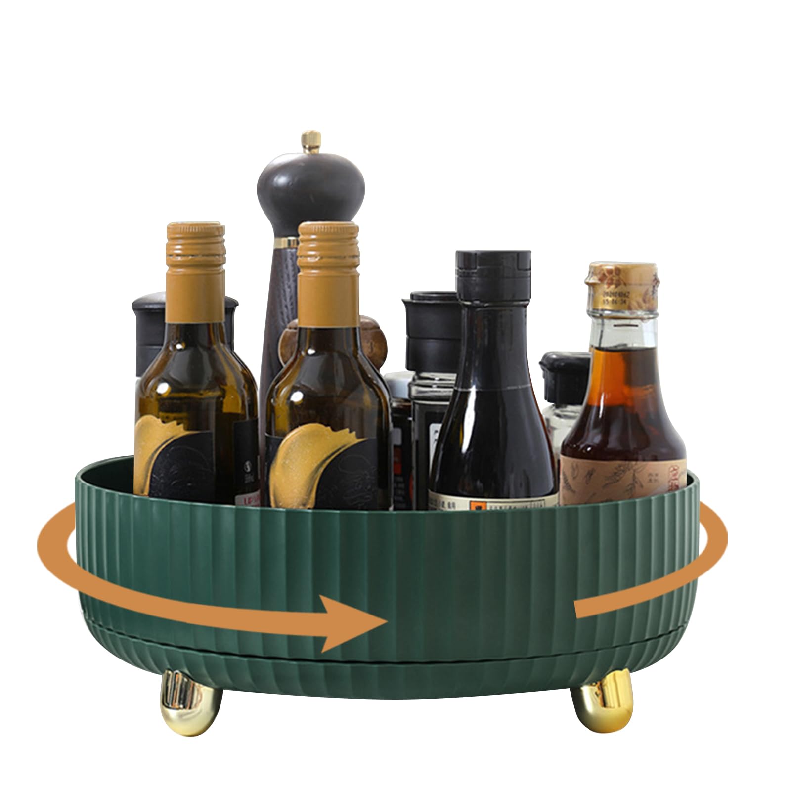 PKKP Rotating Storage Rack, Rotating Spice Shelf Organizer Turntable, MultiFunctional Makeup Spice Organizer Holder for Kitchen Dresser Bedroom Dormitory