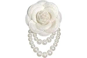 GIGB PBDK Vintage White Flower Pearl Tassel Brooch Pins for Women Trendy Camellia Pearl Hair Pins Christmas Pins Dainty Shawl Brooches Bracelet Birthday Jewelry