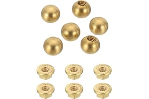 uxcell 6Pcs M3 x 6mm Threaded Ball Knobs, Copper Thread Cap Nuts Knob Ball Nuts Knob Caps Nut Cover Screw Caps Balls Lamp Dec