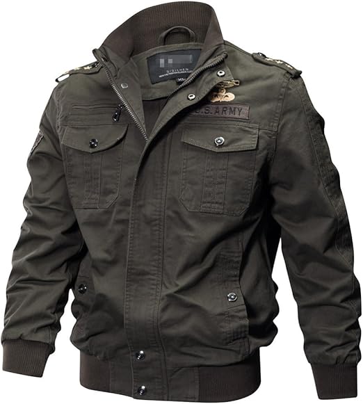 Newbestyle Men's Stylish Casual Washed Cotton Military Jackets Tactical