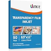 Uinkit Bulk 90 Sheets Printable Transparency Film Acetate Clear Sheets for Crafts 8.5x11 OHP Overhead Projector Film For Inkjet Printer Quick-Dry
