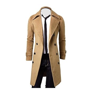 KEERADS Herren Lang Trenchcoat Jacke Mantel Parka Winterjacke Wintermantel Steppjacke Sweatjacke Slim Fit