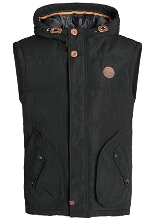 Blend Polito Herren Weste Steppweste Outdoor-Weste Mit Kapuze Und Stehkragen