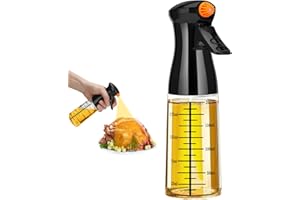 FIRJUTY Oil Sprayer for Cooking, 200ml Glass Olive Oil Sprayer Mister, Olive Oil Spray Bottle, Refillable Food Grade Oil Vinegar Spritzer Sprayer Bottles for Kitchen, Widely Used Air Fryer, Salad, Baking