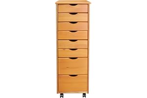 JELA-USA Jela Solid Wood 6+2 Drawer Roll Cart in Med Pine - Modern/Contemporary