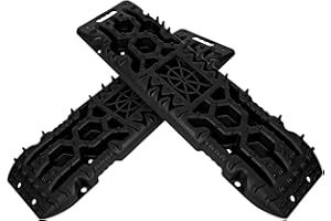 Richeer 2PCS Recovery Traction Boards with Jack Base (Black) - 4x4 Off-Road Track Plate 4x4 - Sand/Mud/Snow Ladder Ramps