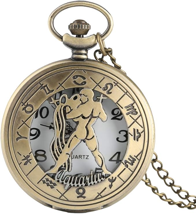 Men's Pocket Watch, Aquarius Quartz Pocket Watch Constellations Series