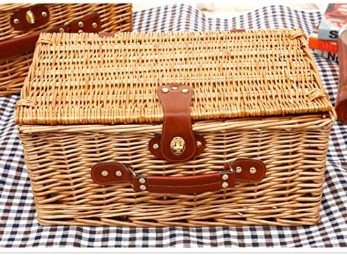 Fangfang Insulation bags Picnic basket outdoor cane straw insulation cover storage 2 colors 43 * 28 * 19cm (Color : Wood)