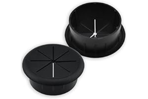 2Pcs Flexible Desk Grommet, HONSNkS 2 Inch Cable Cord Hole Plug Wire Hole Cover for Desktop Equipment Wiring Management and Protection (Black)