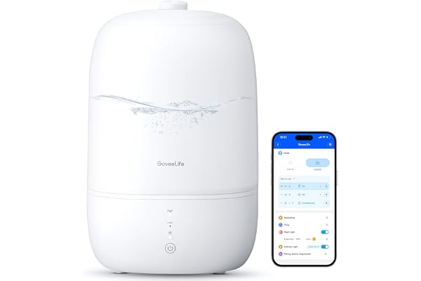 GoveeLife Smart 3L Humidifiers for Bedroom, Top Fill Cool Mist with Essential Oil Diffuser, Humidity Control, WiFi Air Humidi