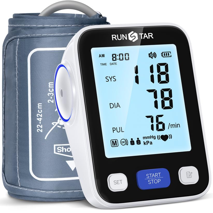 Photo 1 of RunStar Upper Arm Blood Pressure Monitor with Wide Range Cuff (8.6'' -16.5'') for Home Use FSA&HSA Eligible, Automatic Digital BP Machine with Storage Bag, 2x99 Reading Memory