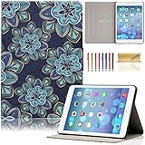 iPad Mini 1/2/3 Case, Dteck Slim Fit Lightweight Gorgeous Folio Stand PU Leather Case with Auto Wake/Sleep Feature Smart Cover for Apple iPad Mini 3/ Mini 2 Retina/ Mini (Blue Lotus)