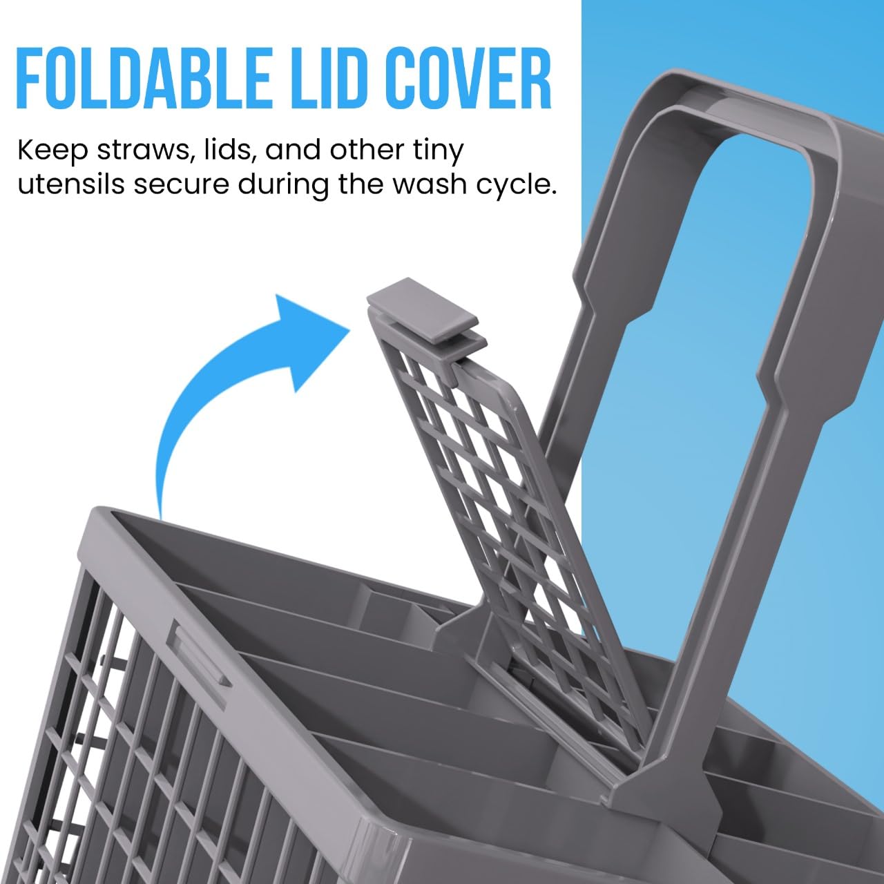 NATIKON Universal Dishwasher Utensils Silverware Cutlery Basket Compatible with Maytag, Samsung, Kenmore,GE, Bosch, Whirlpool, KitchenAid and Many More (Gray)