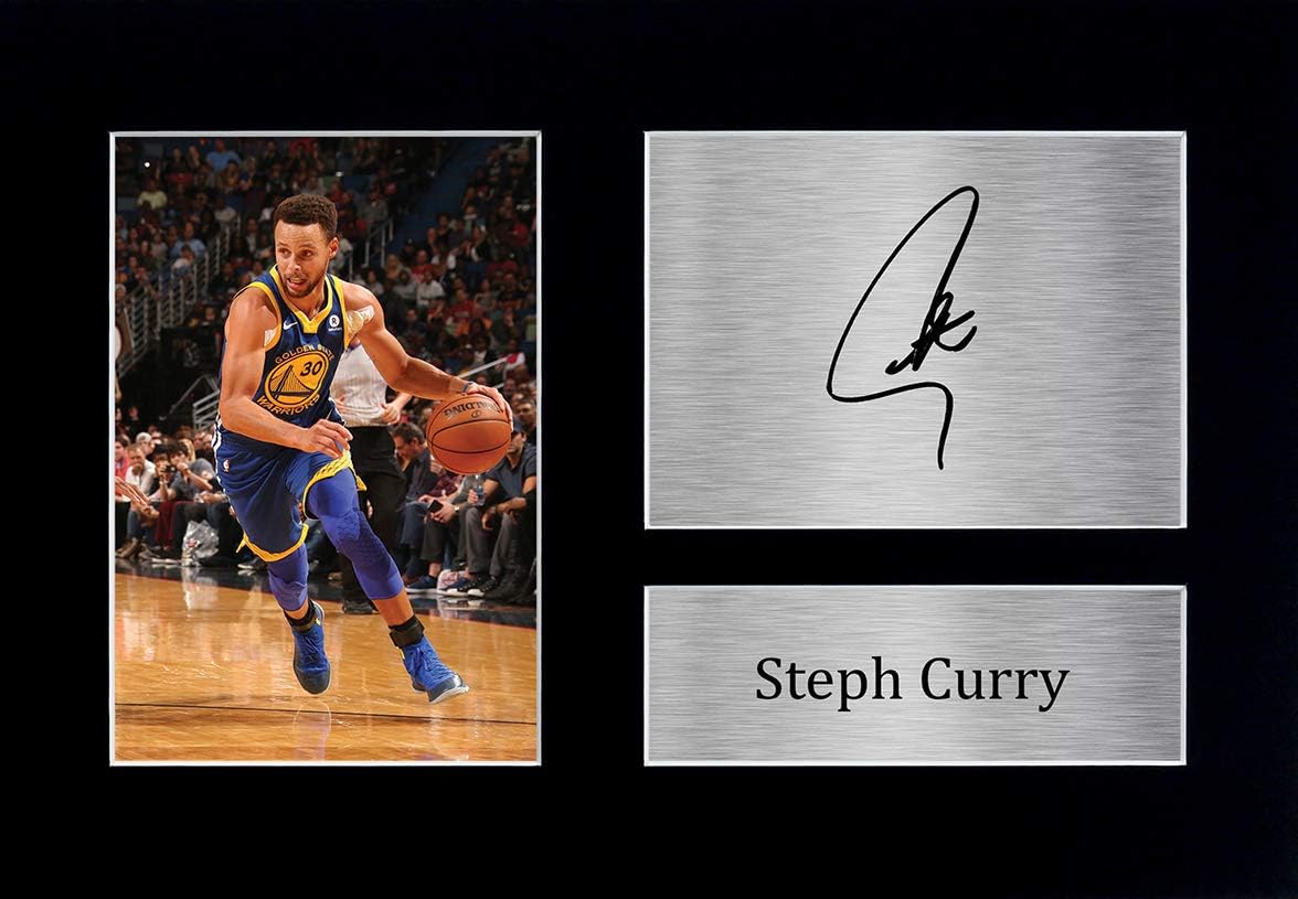 HWC Trading Stephen Steph Curry Gift Signed A4 Printed Autograph Golden State Warriors Gifts Photo Display