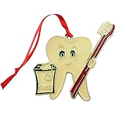 Dentist Ornament Tooth with Toothbrush Dental Christmas Decoration, 4 Inch