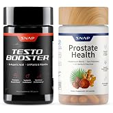 Snap Supplements Testo Booster &amp; Prostate Health Bundle, 90 Capsules Each | Prostate Supplements for Men with Saw Palmetto, Testosterone Supplement for Men with D-Aspartic Acid, Tongkat Ali, Vegan