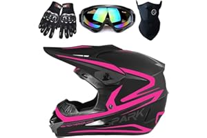 TTMiku Youth Kids Dirt Bike Helmet, DOT Motocross ATV Off-Road Motorcycle Helmet, Full Face Motorbike Helmet Combo Gloves Goggles Mask