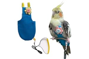 BARN ELEVEN Bird Diaper Harness Flight Suit Clothes with Flying Leash for Parrots Cockatiel Pet Birds, Parrot Clothes, Bird Training Nappy Suit Liners Clothes (Large,Blue)
