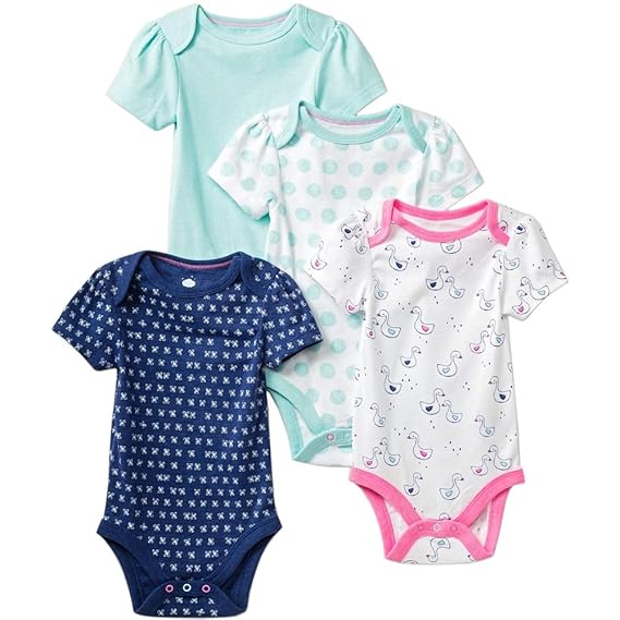 Buy Cloud Island Baby Girls 4pk Short Sleeve Bodysuit (Blue/White