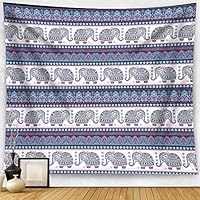 Artiron Elephant Tapestry Hippie Bohemian Tapestries Wall Hanging Tapestry Psychedelic Tapestry Wall Art Indian Dorm Decor Living Room Bedroom Beach Blanket Carpet(51"×60", Elephant Tapestry)