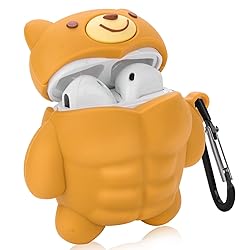 AirPods Case Cute Muscle Bear Design with Keychain