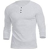 KUYIGO Men's Henley Shirts Short Long Sleeve Casual Summer Slim Fit Cotton Shirt