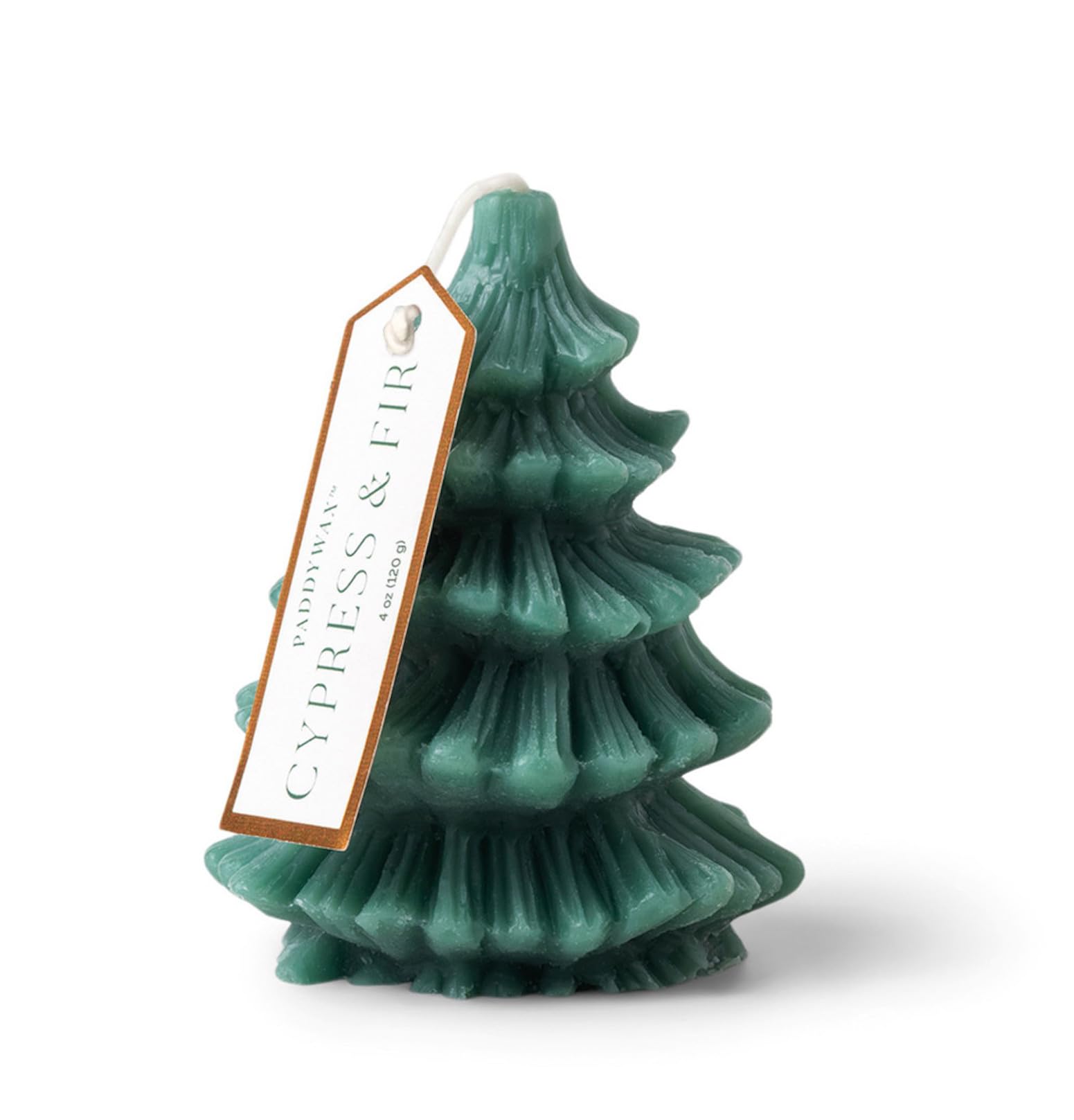 Paddywax Holiday Candles Cypress & Fir Range Totem Christmas Tree Shaped Luxury Scented Candle, 10cm Tall, Green