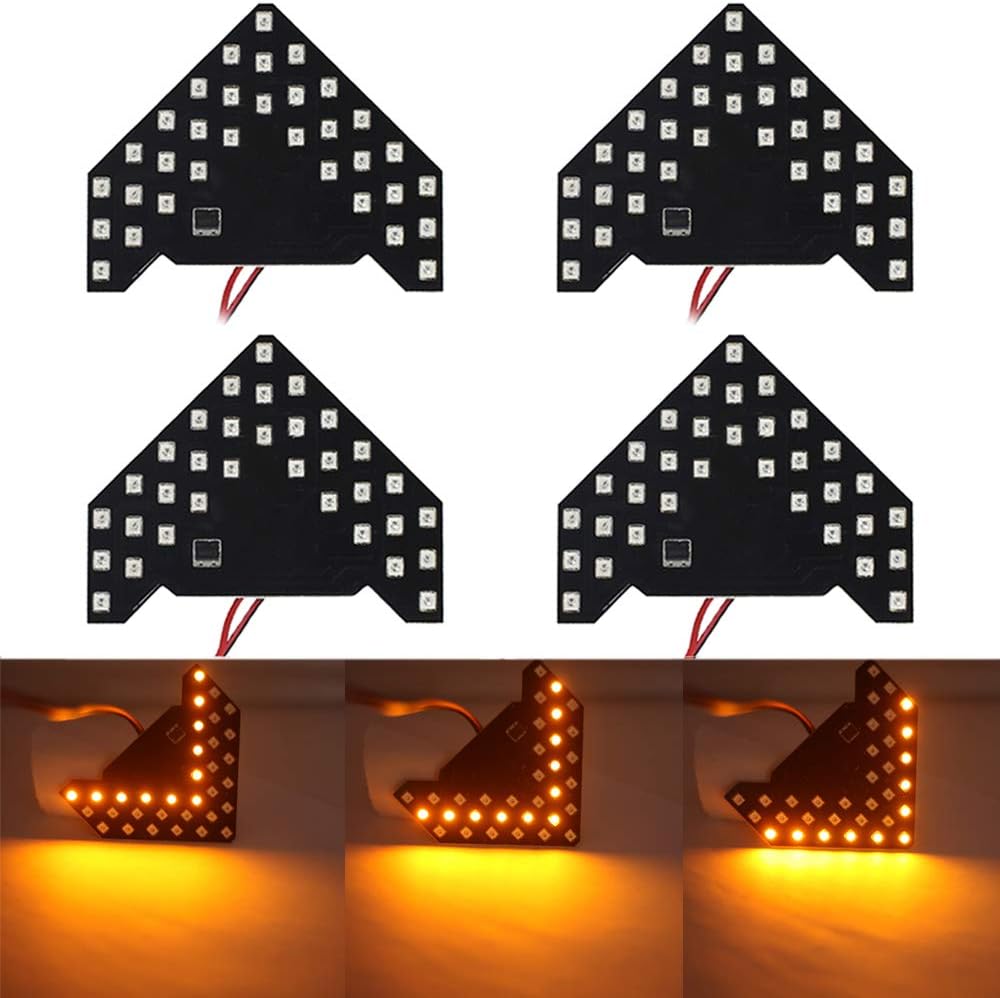 shunyang Sequential Flashing 33-SMD Side Mirror LED Turn Signal Arrows, Amber Yellow 4Pcs