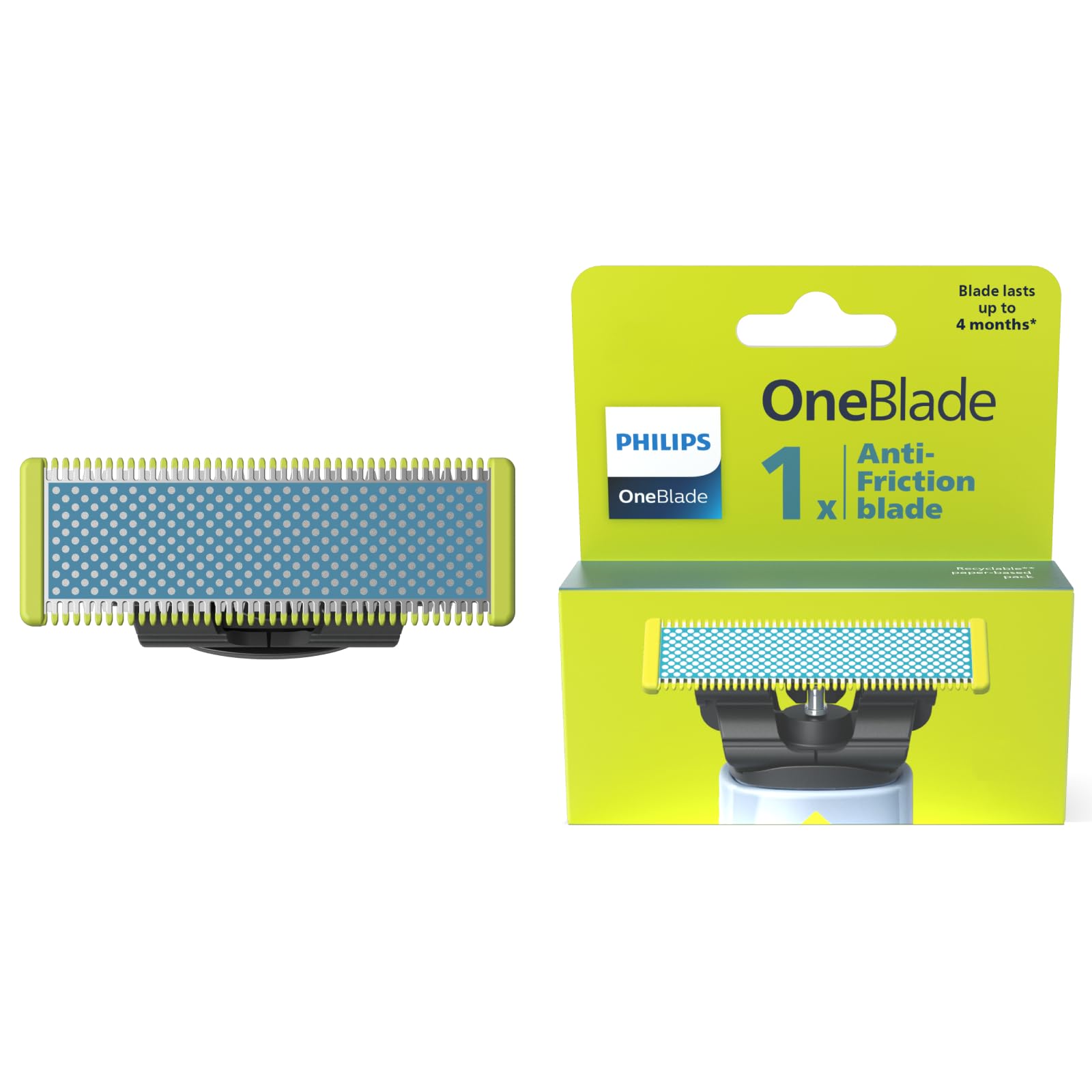 Philips OneBlade First Shave Anti-Friction Blade Head, Compatible with all OneBlade & Pro Electric Shaver & Trimmers, Original from Philips, 1x One Blade, 4-Month Supply (QP215/50)