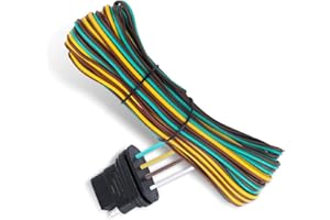 Diamall Car Trailer Wiring Harness, 25Ft 4 Pin Flat Wiring Harness Extension Kit, Rubber-Coated Plug Towing Hitch Wiring, Trailer Power Cord, Universal Cars Trailers Boats Accessories (Multicolored)