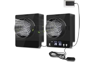 RUNWUSHENG Round Exhaust Inline Duct Fan with Adjustable Wind Speed, Built-in Temperature and Humidity Sensor, Stainless Steel Bracket, Timer and Humidity Trigger, (MAIN FAN+AUXILIARY FAN)