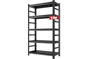 KILISTEELS Kitchen Shelves Storage Heavy Duty 5-Tier Adjustable Shelving,Utility Metal Storage Shelf Rack Unit,Free Standing Organization for Kitchen, Pantry, Warehouse, Black(72" H*35.4" W*15.8" D)
