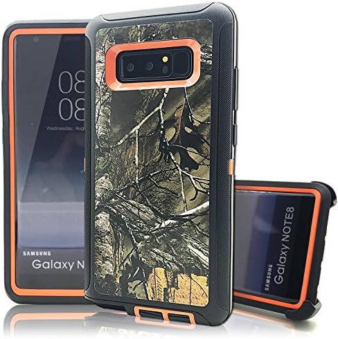 Samsung Galaxy Note 8 Case,Vodico Hybrid Heavy Duty Camo Defender Military Grade Shockproof Rugged Armor High Impact Resistant TPU Bumper Cover with Belt Clip Holster&Kickstand for Note 8 (X Orange)