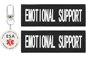 MYDEERYOO Emotional Support Dog Patches 2 pcs, Emotional Animal ESA Dog ID Tag, Easily Attach to Collar, Harness (M)