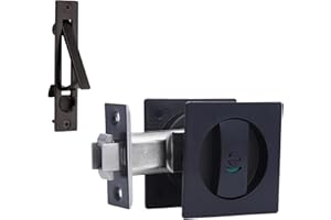 Dontay Pocket Door Lock and Pull, Color Coded Indicators, Privacy (Bed/Bath) Latch, Flush Handles, Large Locking Lever, 2-3/8" Backset, Hardware for 1 3/8” to 2 3/16” Thickness Door
