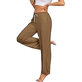 ANLIQI Women Pajama Pants Bamboo Rayon Comfy Lounge Pants Drawstring Pj Bottoms Loose Wide Leg Yoga Sweatpants with Pockets