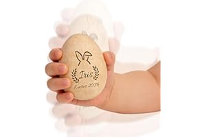 Personalized Wooden Easter Egg Shakers - Custom Engraved with Name, Perfect for Basket Stuffers, Customized Musical Maracas I