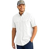 HUK Mens Next Level Solid Short Sleeve Fishing Button Down Shirt for Men