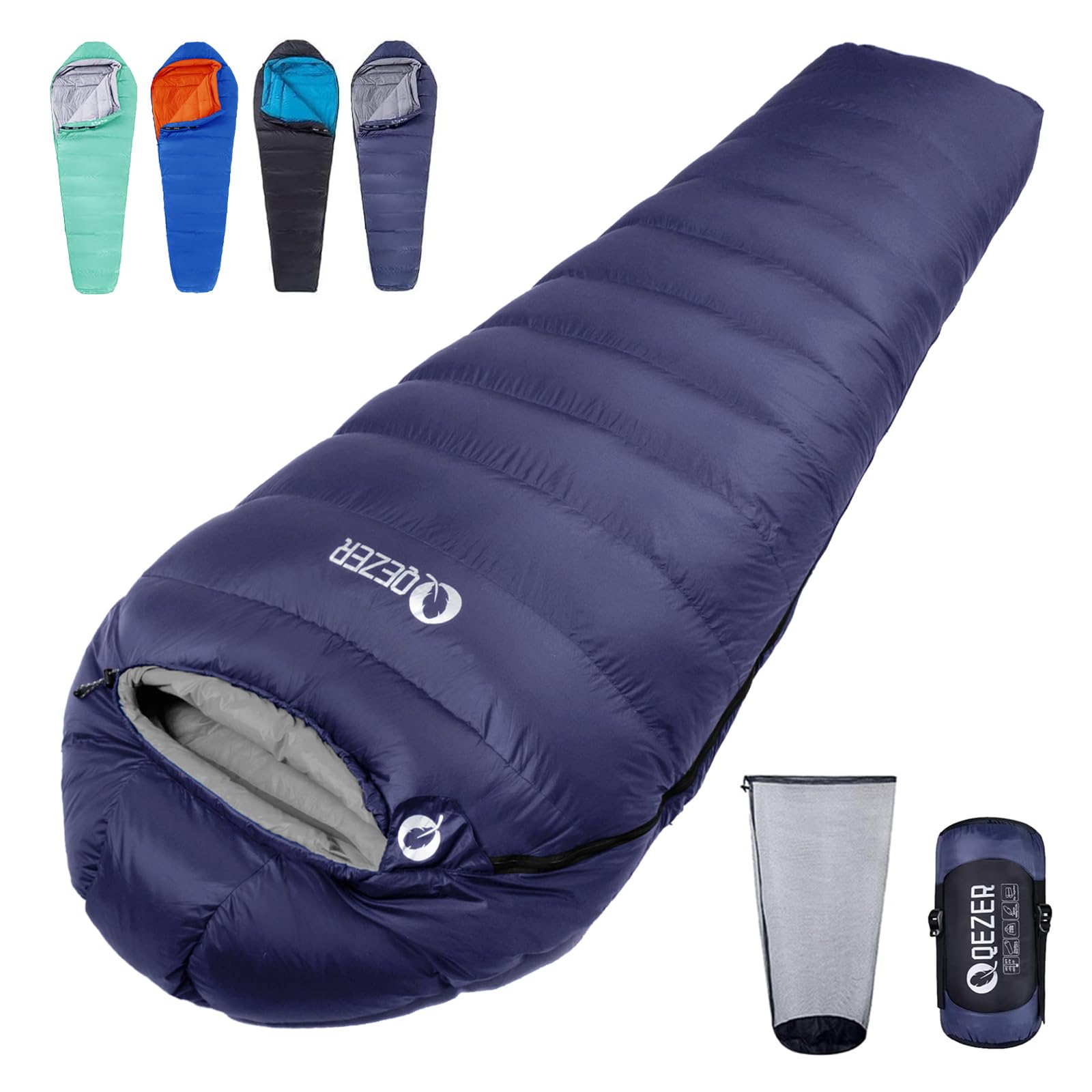 Photo 1 of QEZER 0°F Cold Weather Sleeping Bag for Adults - 650 Fill Power Down, Lightweight & Water-Resistant Winter Backpacking Bag with Compression Sack