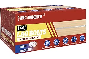 HROMIGRY 1/4" x 5" Lag Bolts (50 Pcs) 1/4 inch Lag Screws for Wood, Heavy Duty Hex Head with Washers, Zinc Plated