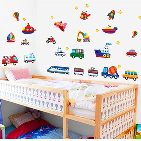 Kinder Zug Auto Hubschrauber Wandtattoos Wandaufkleber Wandsticker für Kinderzimmer Dekoration DIY