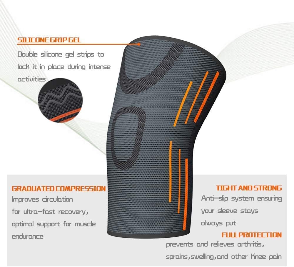 KGONE Knee Support (Pair) Compression Sleeves for Men and Women - Knee Brace for Arthritis, Joint Pain, Injury, Tennis, Gym, Cycling, Running, Squats, Sports - Image 4
