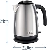 Russell Hobbs Electric Kettle Stainless Steel Black 1.7L 3KW Cordless view 6