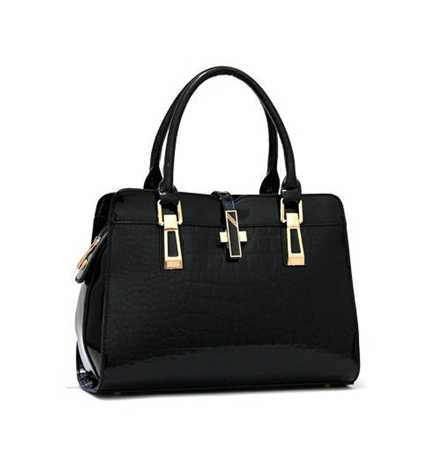 vezela pu leather top handle satchel hand bag - crocodile pattern for women & girls