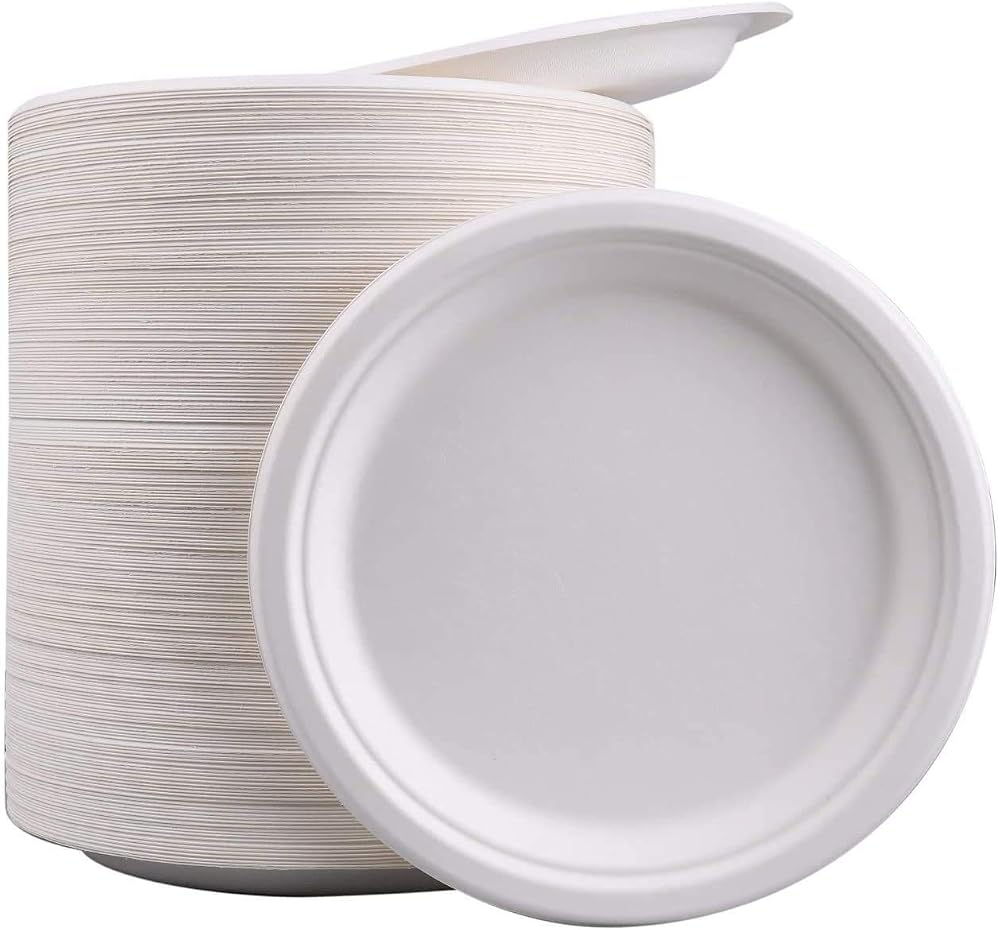 REAL ACCESSORIES 9in Pack of 50 Large Premium Strong Biodegradable Plates