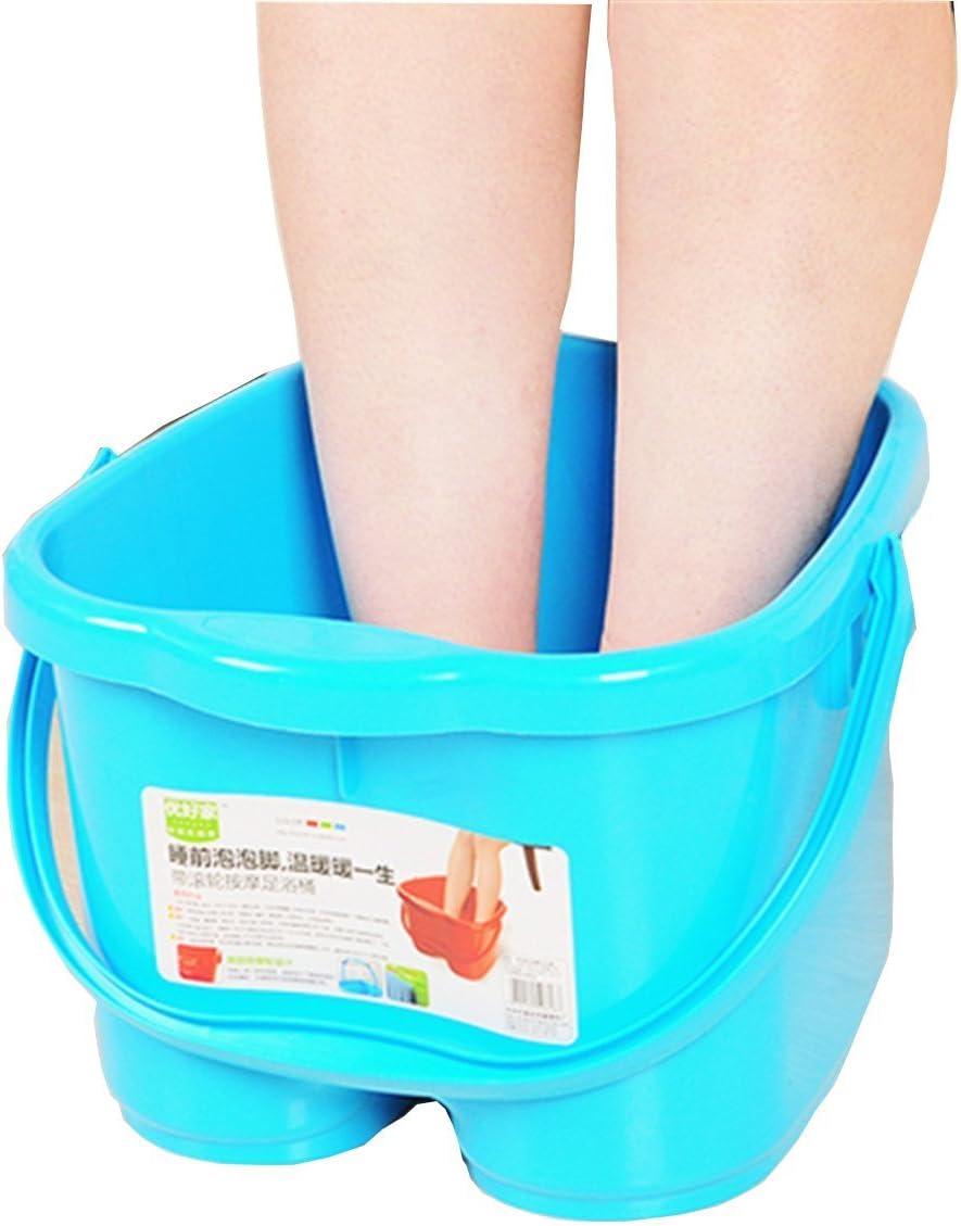 Massage Spa Bucket Fashion Portable Foot Detox with Wheels (Blue)