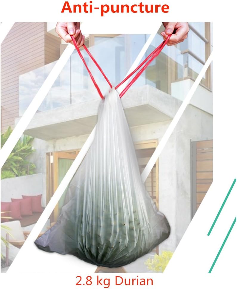 MAIKEHIGH Drawstring Trash Bags, Quick-Tie Garbage Bag Extra Strong Trash Bags with Drawstring Fit 50 Liters Can Liners for Office Kitchen Bedroom, 13 Gallon, 45 Count
