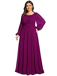 Ever-Pretty Women's Round Neck Long Sleeves Pleated