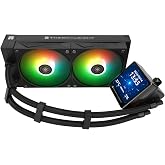Thermalright Grand Vision 240 ARGB Black AIO CPU Liquid Cooler,IPS LCD Screen with 480x480 Resolution,for AM5/ LGA1851/1700,&lsquo;3.4 inch&rsquo;Magnet-Absorbent LCD Screen for Images,Black CPU Water Cooler