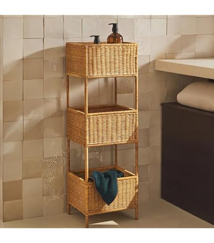 Amazon.com: GLDWEY 3-Tier Rattan Storage Rack, Hand-Woven Storage